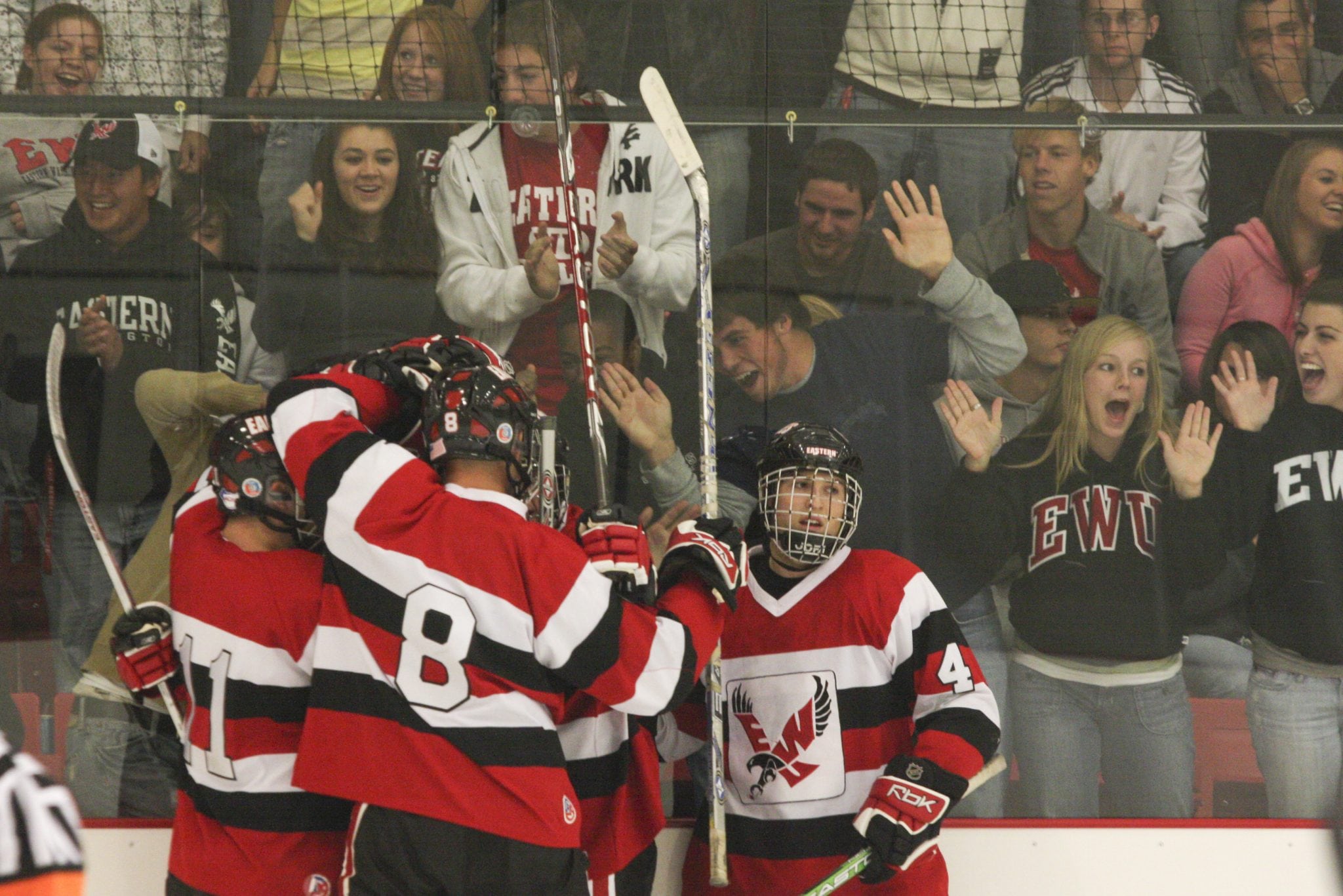 people watch a hockey game