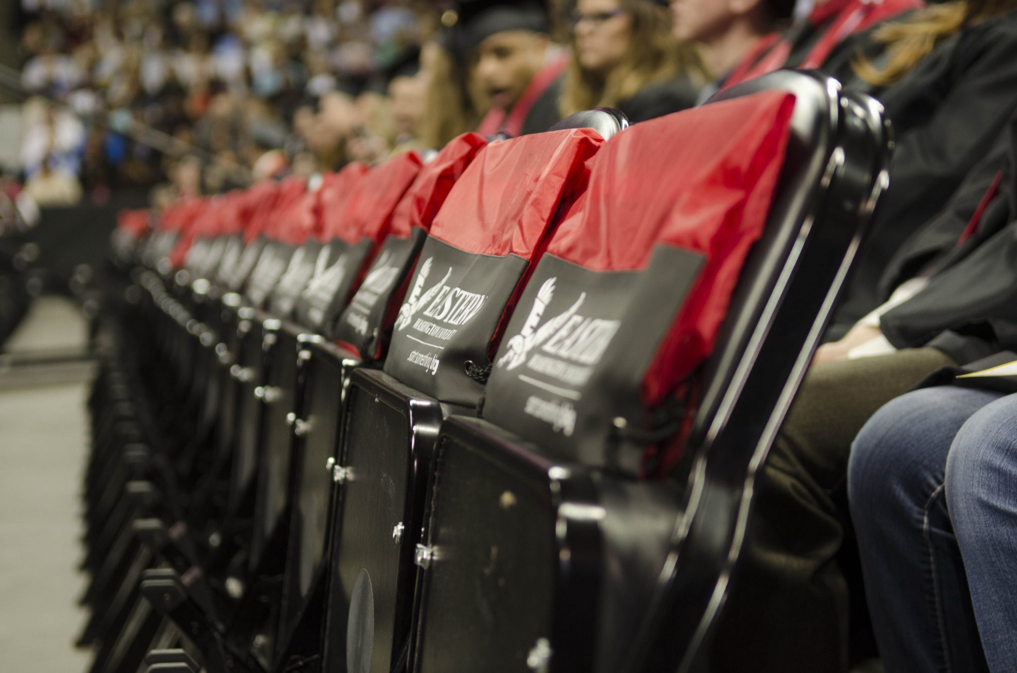 EWU bags on chairs