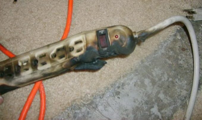 burned surge protector