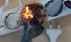 Surge protector on fire