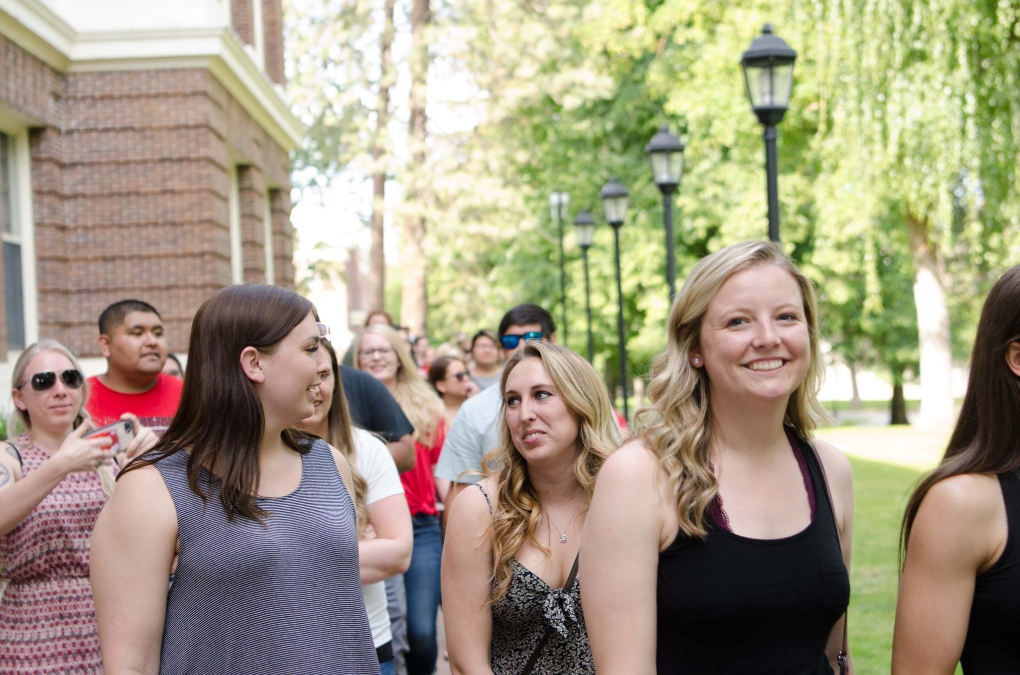 Students in front of Showalter Hall