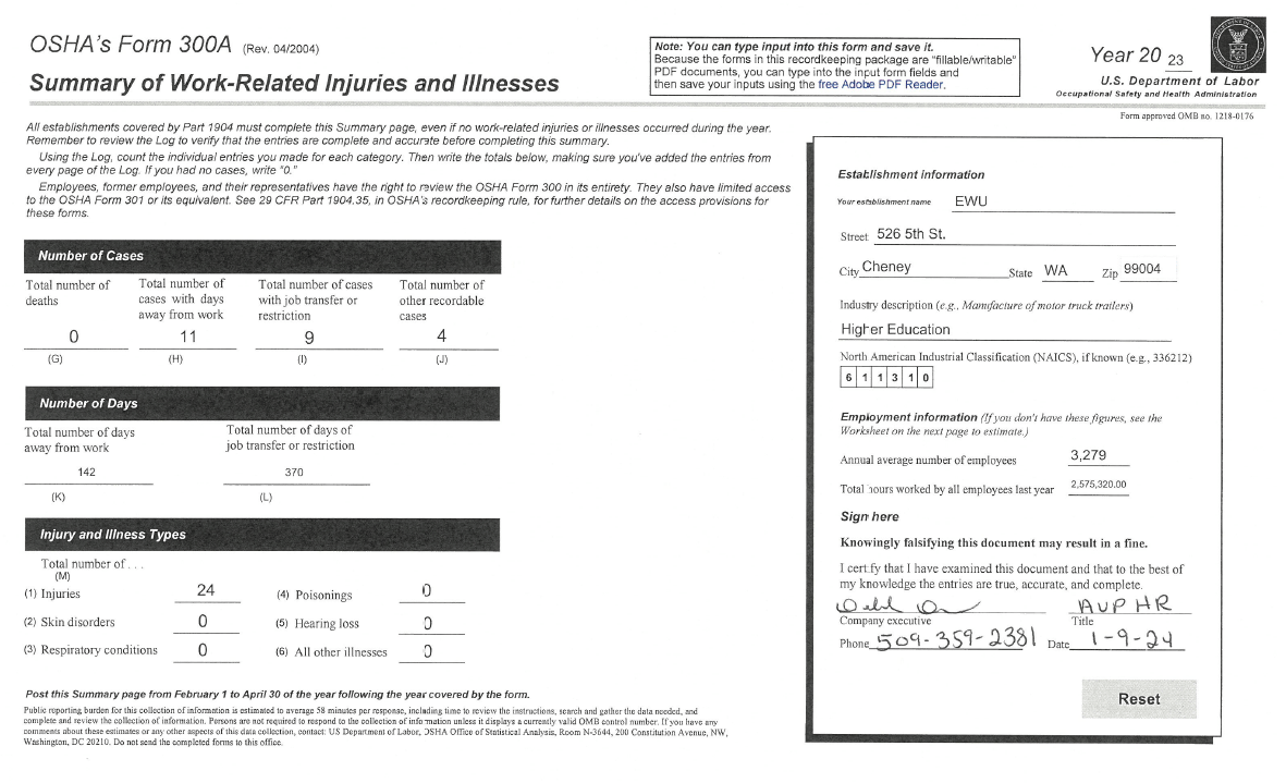 2023 OSHA Summary