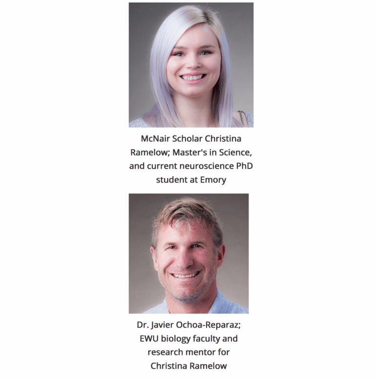 Christina Ramelow — EWU McNair alum, recent EWU Biology Master’s graduate and current neuroscience PhD student at Emory — publishes research with Dr. Javier Ochoa in Frontiers in Immunology