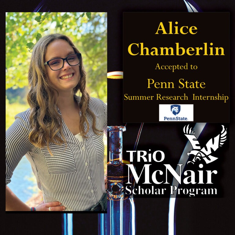 McNair Scholar Alice Chamberlin Accepted to Penn State Summer Research Internship