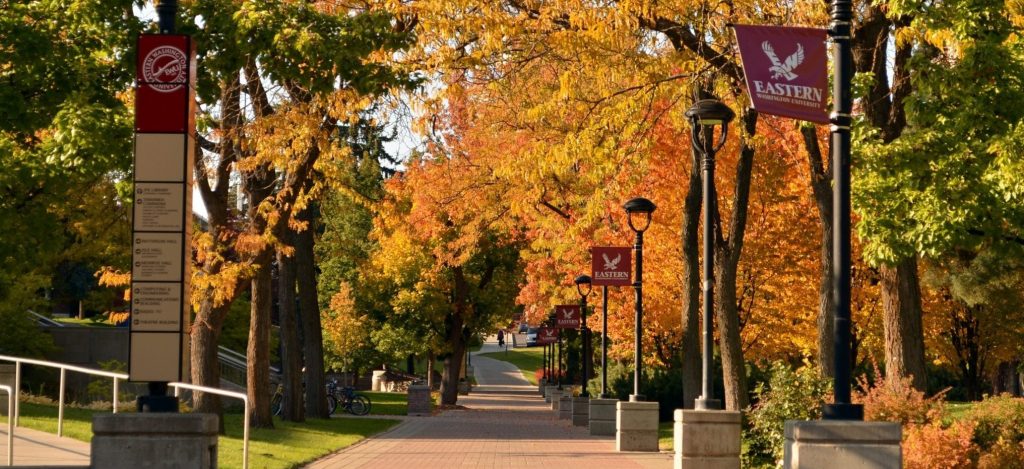 EWU walkway in the fall