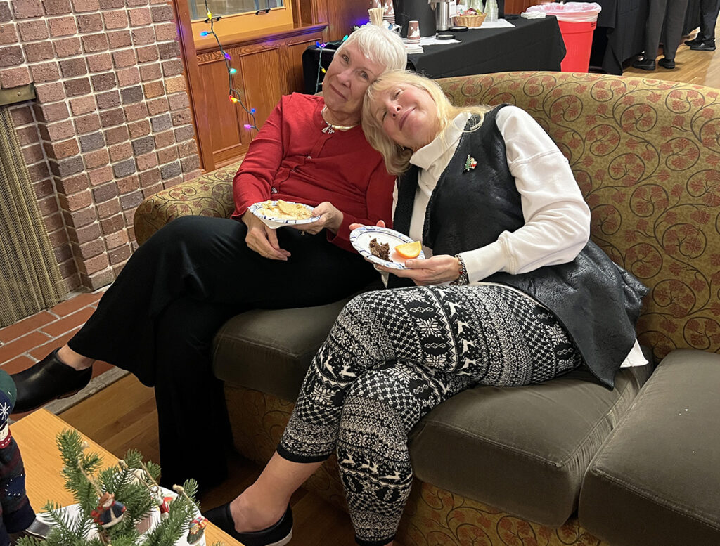 Two good friends sitting together.