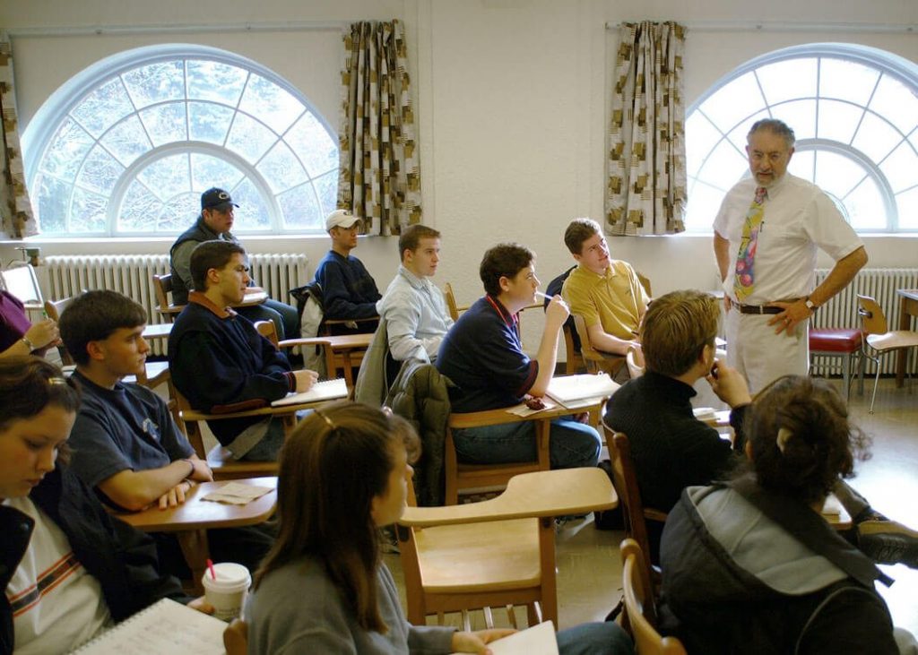Students and a professor in a classroom